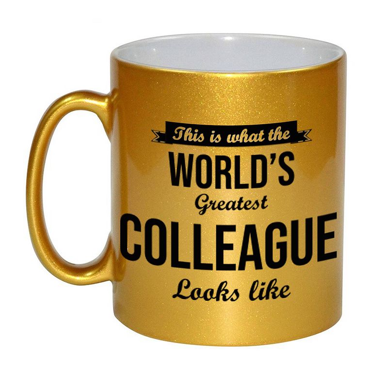 Foto van Gouden worlds greatest colleague cadeau koffiemok / theebeker 330 ml - feest mokken