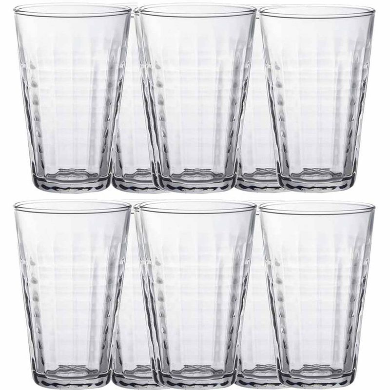 Foto van 24x drinkglazen/waterglazen transparant prisme 330 ml - drinkglazen