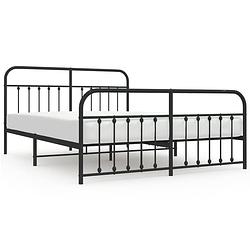 Foto van The living store bedframe metalen constructie - zwart - 219 x 187 x 100 cm - robuust en functioneel