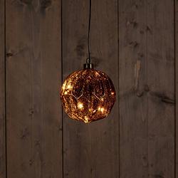 Foto van Anna'ss collection - glass ball antique gold 12cm 10led classic warm / mercu