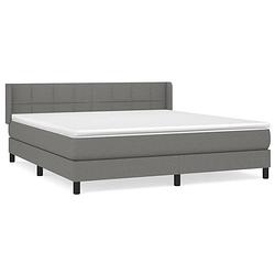 Foto van The living store boxspringbed - donkergrijs - 203 x 183 x 78/88 cm - duurzaam - verstelbaar hoofdbord - pocketvering