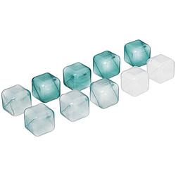 Foto van 10x ijsblokjes - gekleurd - kunststof - herbruikbaar - vierkant - ijsblokjesvormen