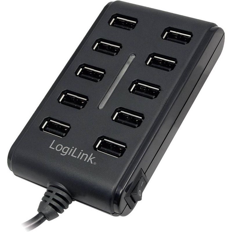 Foto van Logilink ua0125 10 poorten usb 2.0-hub zwart