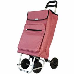 Foto van Amig boodschappentrolley vierkant - rood/wit - 48 liter - aluminium frame - met vriesvak - boodschappentrolleys