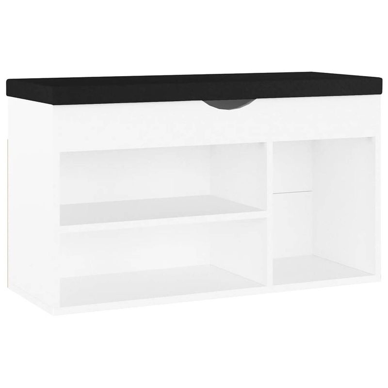 Foto van The living store schoenenbank wit - 80 x 30 x 47 cm - opbergbank met kussen