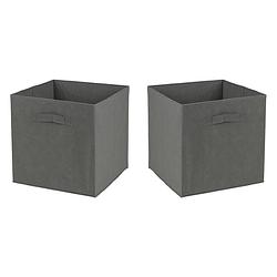 Foto van Urban living opbergmand/kastmand square box - 2x - karton/kunststof - 29 liter - donker grijs - 31 x 31 x 31 cm - opberg