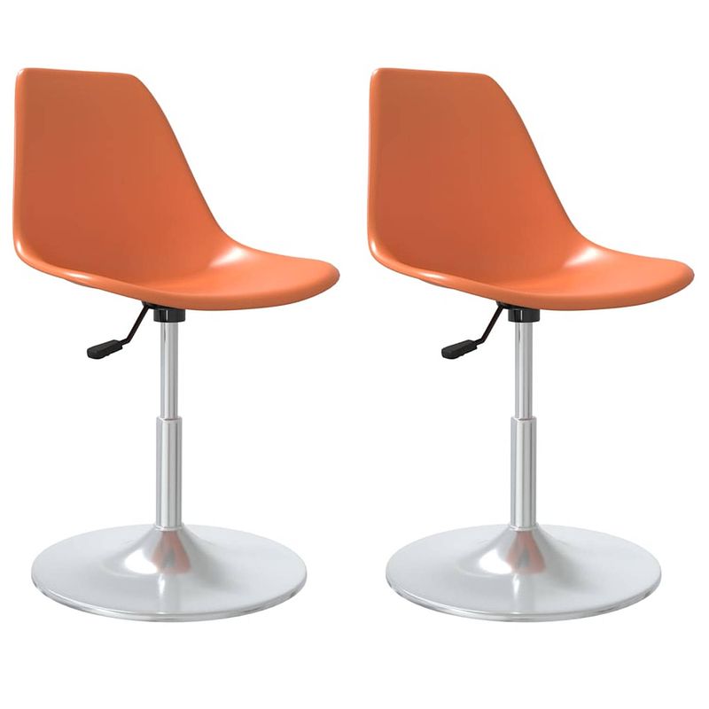 Foto van The living store draaibare eetstoelen - oranje - 46 x 56 x (74-88) cm - pp en verchroomd metaal