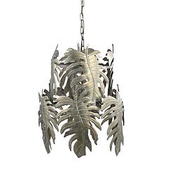 Foto van Ptmd boffo gold iron palm leaf ceiling lamp round