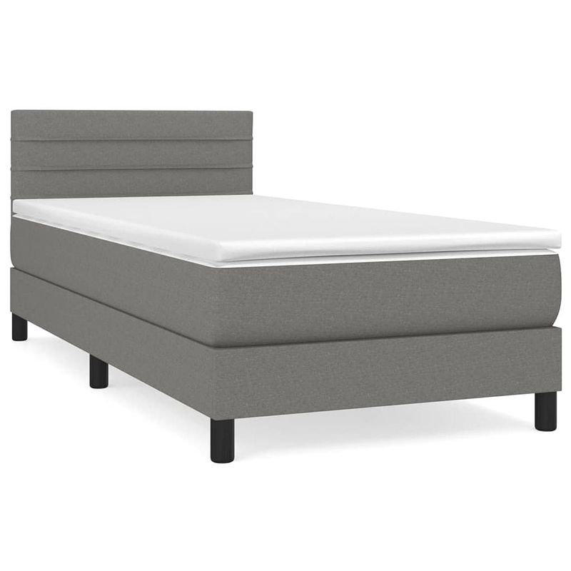 Foto van The living store boxspringbed - bed - 193 x 90 x 78/88 cm - donkergrijs - pocketvering matras - middelharde