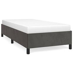 Foto van The living store bedframe donkergrijs - 203 x 93 x 35 cm - fluwelen stof - ondersteunende poten - multiplex lattenbodem