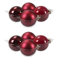 Foto van 8x stuks glazen kerstballen rood/donkerrood 10 cm mat/glans - kerstbal