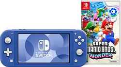 Foto van Nintendo switch lite blauw + super mario bros. wonder