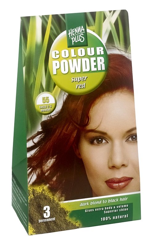 Foto van Hennaplus colour powder 55 super red