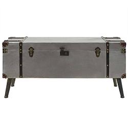 Foto van The living store salontafel vintage reiskoffer - 102x51x47.5 cm - aluminium mdf - met opbergdoos