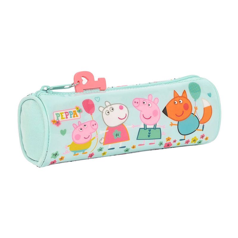 Foto van Cilindervormige schoolpennenzak peppa pig cosy corner licht blauw (20 x 7 x 7 cm)