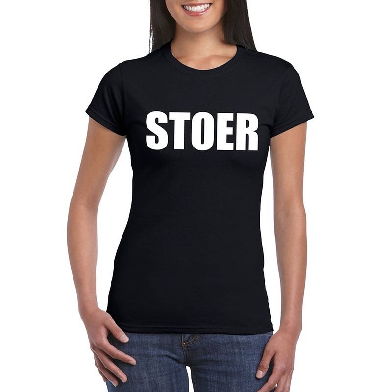 Foto van Stoer fun t-shirt zwart voor dames 2xl - feestshirts