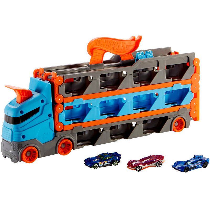 Foto van Hot wheels city racebaanlanceerder + 3 auto's