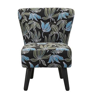 Foto van Leen x mariska fauteuil halmstad - stof leaves - groen/blauw - leen bakker