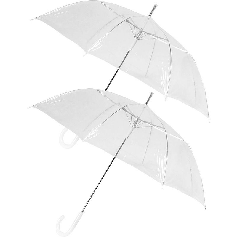 Foto van 2x transparante paraplu'ss met kunststof handvat 90 cm - regenbescherming 2 stuks