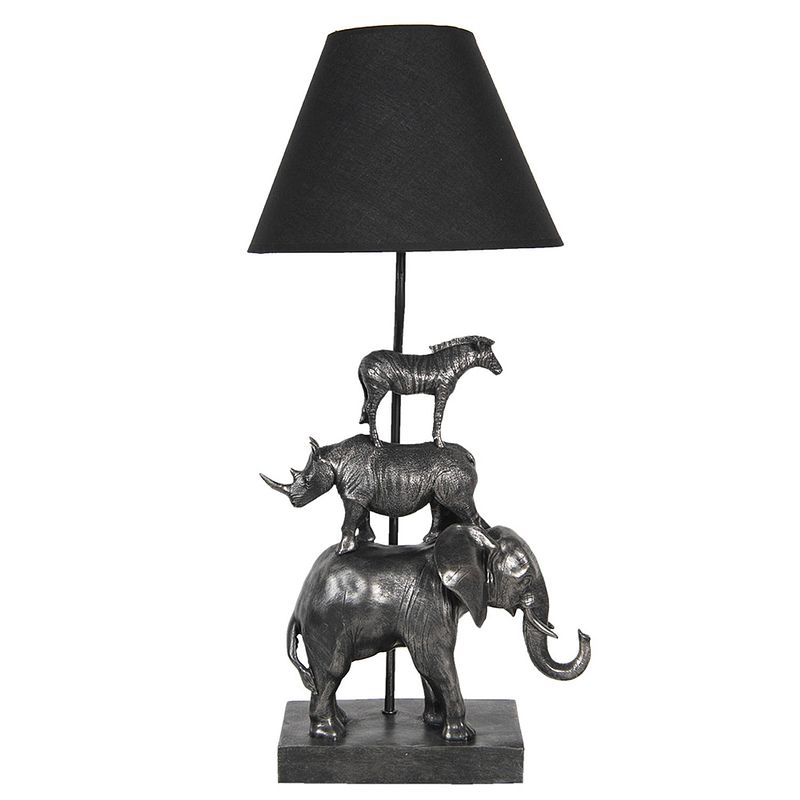 Foto van Clayre & eef tafellamp olifant 32*27*65 cm zwart kunststof bureaulamp