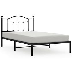 Foto van Vidaxl bedframe met hoofdbord metaal zwart 100x200 cm