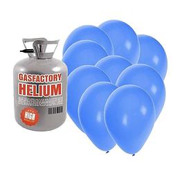 Foto van Helium tank met 50 blauwe ballonnen - heliumtank