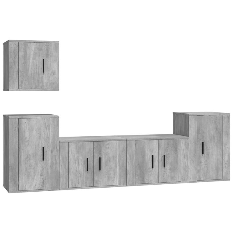 Foto van The living store tv-meubelset betongrijs - 2x 57x34.5x40cm - 1x 40x34.5x40cm - 2x 40x34.5x60cm