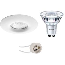 Foto van Led spot set - pragmi luno pro - waterdicht ip65 - gu10 fitting - inbouw rond - mat wit - ø82mm - philips - corepro 840