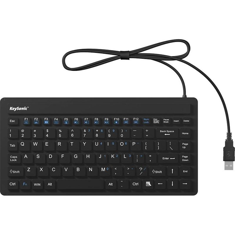 Foto van Keysonic ksk-3230in (us) toetsenbord usb qwerty, us-engels zwart siliconemembraan, waterdicht (ipx7)