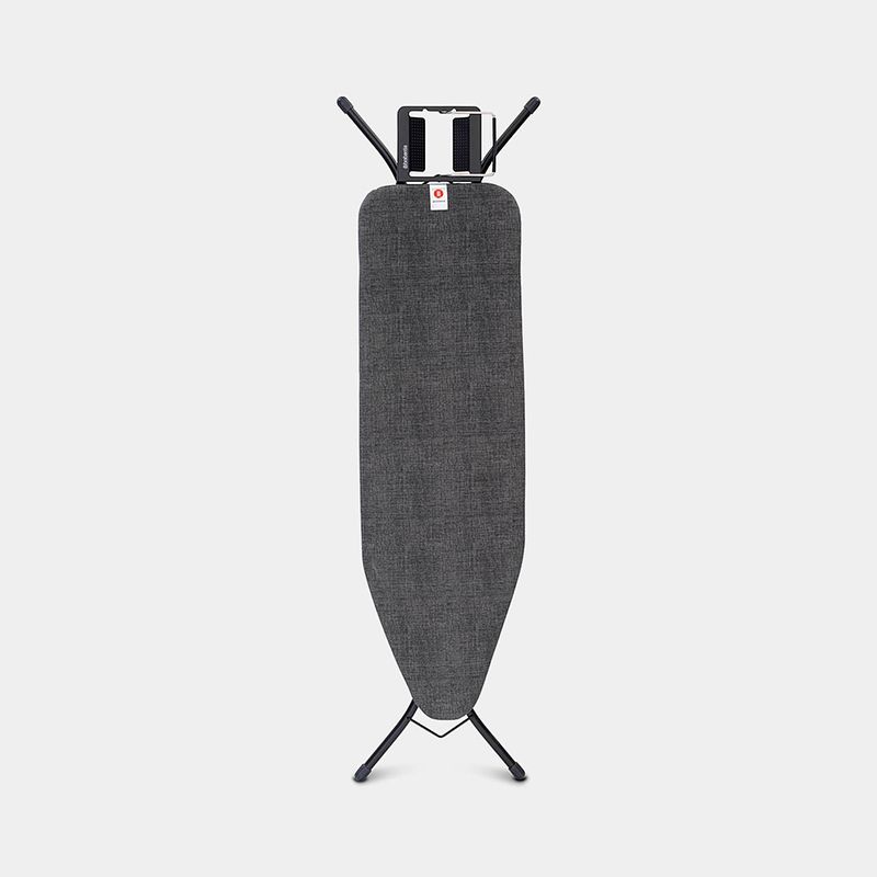 Foto van Brabantia strijkplank b, 124x38 cm denim black met strijkijzerhouder - black