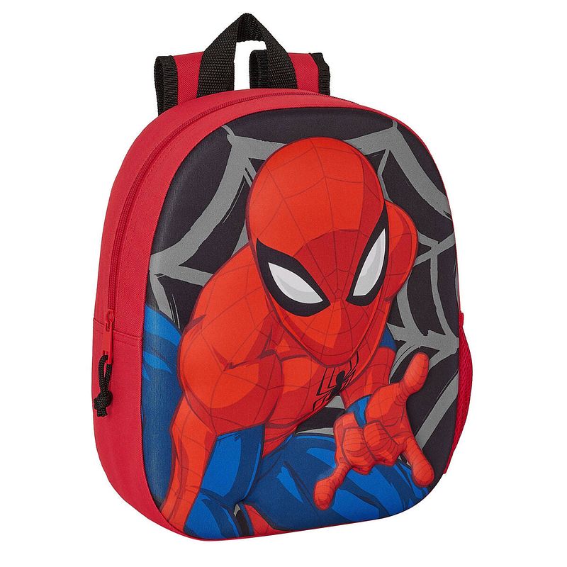 Foto van 3d-schoolrugzak spiderman zwart rood 27 x 33 x 10 cm