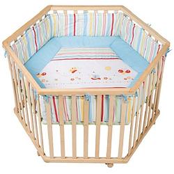 Foto van Roba babybox butterfly zeshoek 121 x 106 cm hout naturel