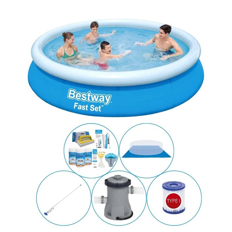 Foto van Bestway fast set rond 366x76 cm - 6-delig - zwembad super deal