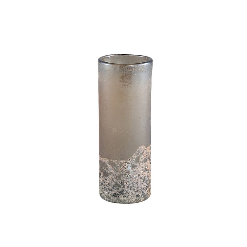 Foto van Ptmd loek grey glass cilinder vase straight m