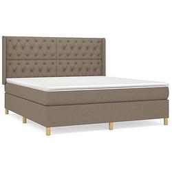 Foto van The living store boxspringbed - comfort - bed - 203 x 163 x 118/128 cm - taupe - stof (100% polyester)