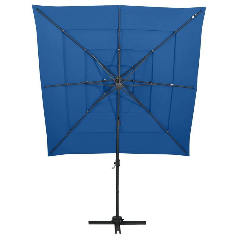 Foto van The living store parasol 250 x 250 cm - uv-beschermend polyester - aluminium paal - inklapbaar - azuurblauw