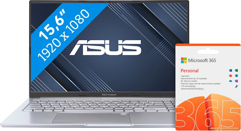 Foto van Asus vivobook 15 oled m1505ya-l1167w + microsoft office 365 personal nl abonnement 1 jaar