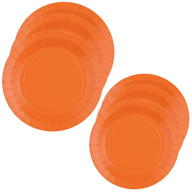 Foto van Feest/verjaardag bordjes set - 40x stuks - oranje - 17 cm en 22 cm - feestbordjes