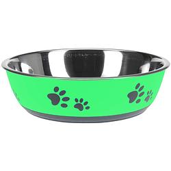 Foto van Dogs collection hondenvoer- en drinkbak anti-slip 22 cm rvs groen