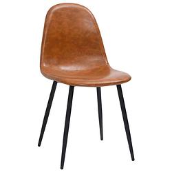 Foto van The living store eetkamerstoelen - kunstleer - 45 x 54.5 x 87 cm - glanzend bruin - set van 6