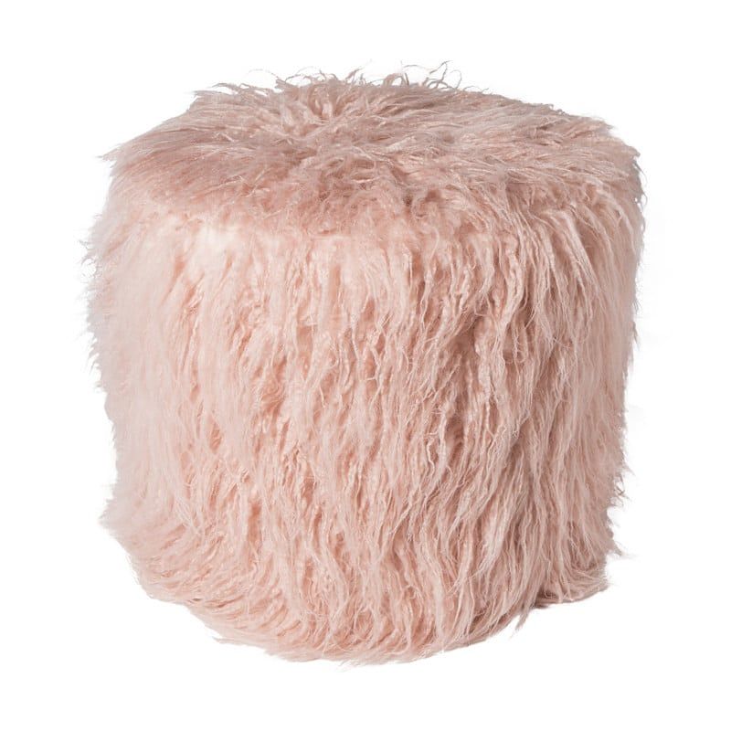 Foto van Poef fluffy - roze - 38x42x42 cm