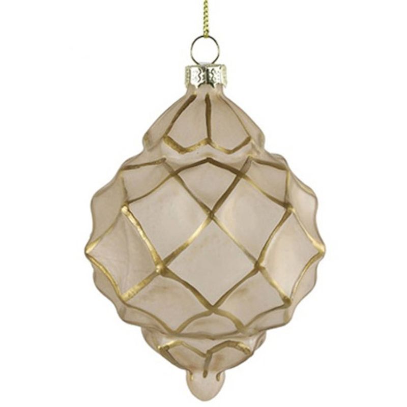 Foto van Tom kerstbal evina 11 cm glas beige/goud