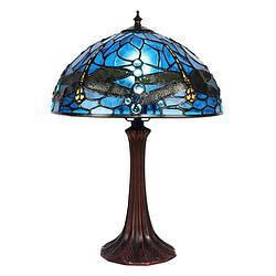 Foto van Haes deco - tiffany tafellamp blauw ø 31x43 cm fitting e27 / lamp max 1x40w