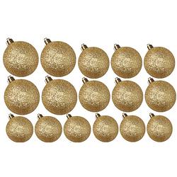 Foto van Kerstversiering set glitter kerstballen goud 6 - 8 - 10 cm - pakket van 34x stuks - kerstbal