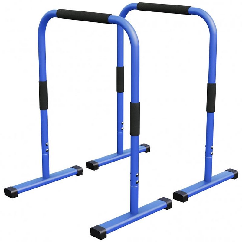 Foto van Gorilla sports dip bars deluxe blauw - push up stand bar