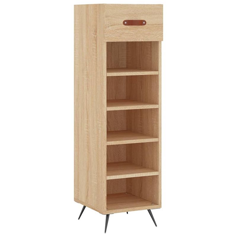 Foto van The living store schoenenkast 30x35x105 cm bewerkt hout sonoma eikenkleurig - kast