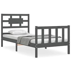 Foto van The living store bedframe - massief grenenhout - 205.5 x 105.5 x 100 cm - grijs