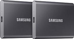 Foto van Samsung portable ssd t7 500gb grijs - duo pack