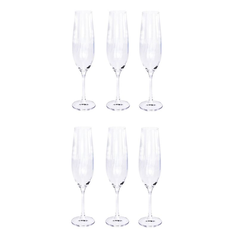 Foto van Christine 6 stuks klassieke kristalglas champagne flutes - 260 ml