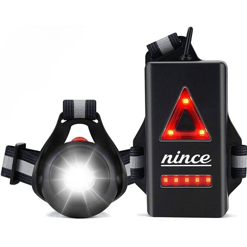 Foto van Nince led hardloop verlichting - usb oplaadbaar - voor en achterkant - hardloop lampjes - hardloop vest